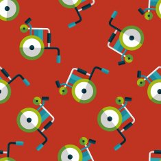 Wheelchair flat icon eps10 seamless pattern background N3