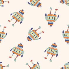 robot cartoon seamless pattern background N103