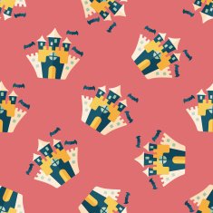 Halloween castle flat icon eps10 seamless pattern background