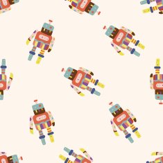 robot cartoon seamless pattern background N107