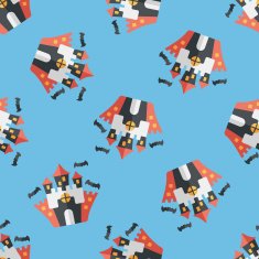 Halloween castle flat icon eps10 seamless pattern background N2