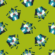 Halloween castle flat icon eps10 seamless pattern background N3