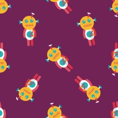 Halloween voodoo doll flat icon eps10 seamless pattern background
