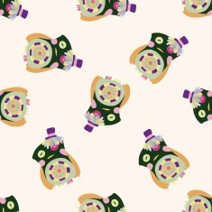 owl cartoon seamless pattern background N15