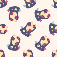owl cartoon seamless pattern background N16
