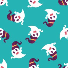 ghost flat icon eps10 seamless pattern background N6