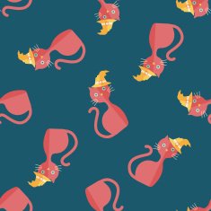 Evil cat flat icon eps10 seamless pattern background