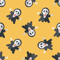 Grim Reaper flat icon eps10 seamless pattern background N2