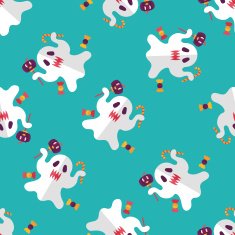ghost flat icon eps10 seamless pattern background N10