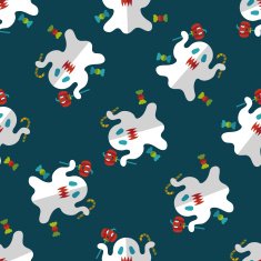 ghost flat icon eps10 seamless pattern background N12