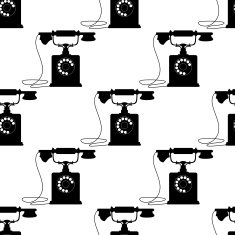 Vintage telephones with mouthpiece handset seamless pattern