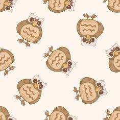 bird owl cartoon seamless pattern background