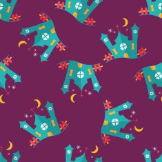 Halloween house flat icon eps10 seamless pattern background N2