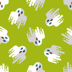 ghost flat icon eps10 seamless pattern background N16