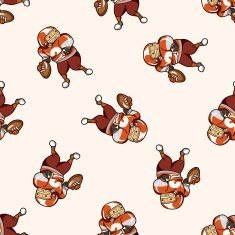football player cartoon seamless pattern background N49