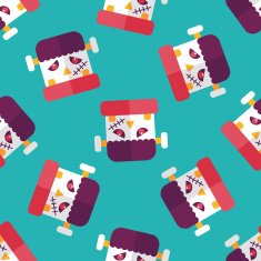Frankenstein flat icon eps10 seamless pattern background N2