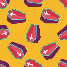 coffin falt icon eps10 seamless pattern background