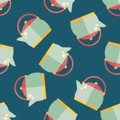 tea pot flat icon eps10 seamless pattern background