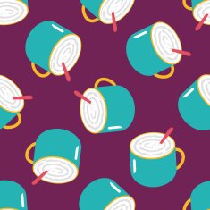coffee latte art flat icon eps10 seamless pattern background