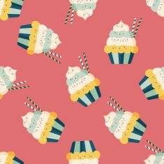 cupcake flat icon eps10 seamless pattern background