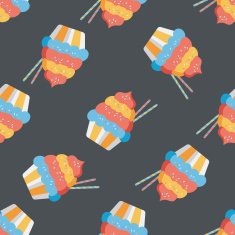 cupcake flat icon eps10 seamless pattern background N3