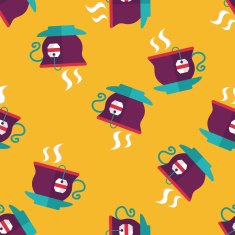 hot tea flat icon eps10 seamless pattern background N2