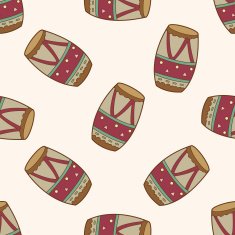music drum cartoon seamless pattern background