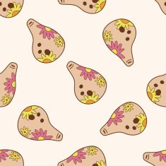 music bamboo flute cartoon seamless pattern background