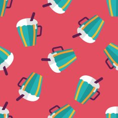 hot milk cream coffee flat icon eps10 seamless pattern background N2