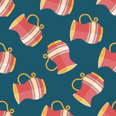 tea pot flat icon eps10 seamless pattern background N4