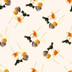 japanese food theme BBQ cartoon seamless pattern background