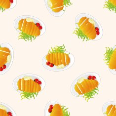 japanese food theme Pork cutlet cartoon seamless pattern background