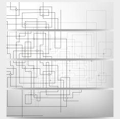 Web banners set technical construction with connected lines and dots