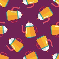 coffee kettle flat icon eps10 seamless pattern background N2