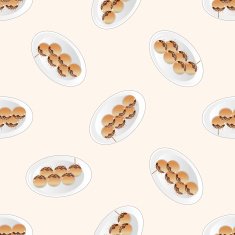 japanese food theme Takoyaki cartoon seamless pattern background