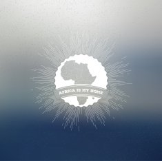 Africa map poster with vintage style star burst on blurred