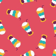 iced floating coffee flat icon eps10 seamless pattern background N2