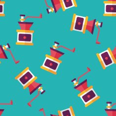 grinding coffee machine flat icon eps10 seamless pattern background N6