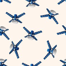 Space Satellite cartoon seamless pattern background N5