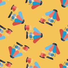 coffee time flat icon eps10 seamless pattern background N3