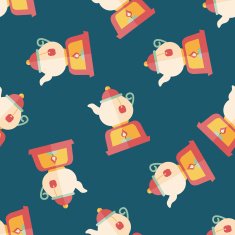 tea pot flat icon eps10 seamless pattern background N14
