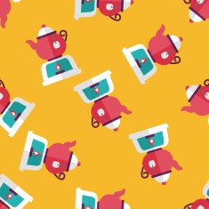 tea pot flat icon eps10 seamless pattern background N15