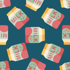 milk package flat icon eps10 seamless pattern background