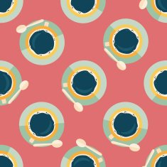 black coffee flat icon eps10 seamless pattern background