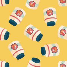 tea canister flat icon eps10 seamless pattern background