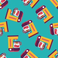 coffee machine flat icon eps10 seamless pattern background N22