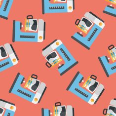 coffee machine flat icon eps10 seamless pattern background N23