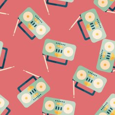 Radio flat icon eps10 seamless pattern background
