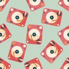 DJ music flat icon eps10 seamless pattern background