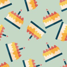 birthday cake flat icon eps10 seamless pattern background